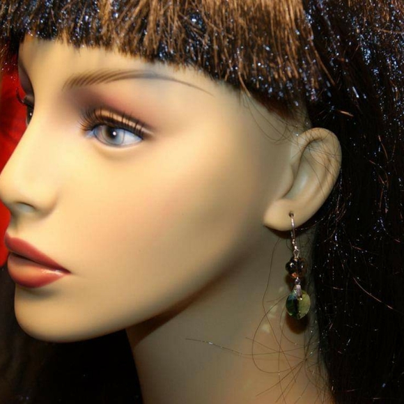 Smoky Quartz & Crystal Flower Earrings - Picture 2 of 5